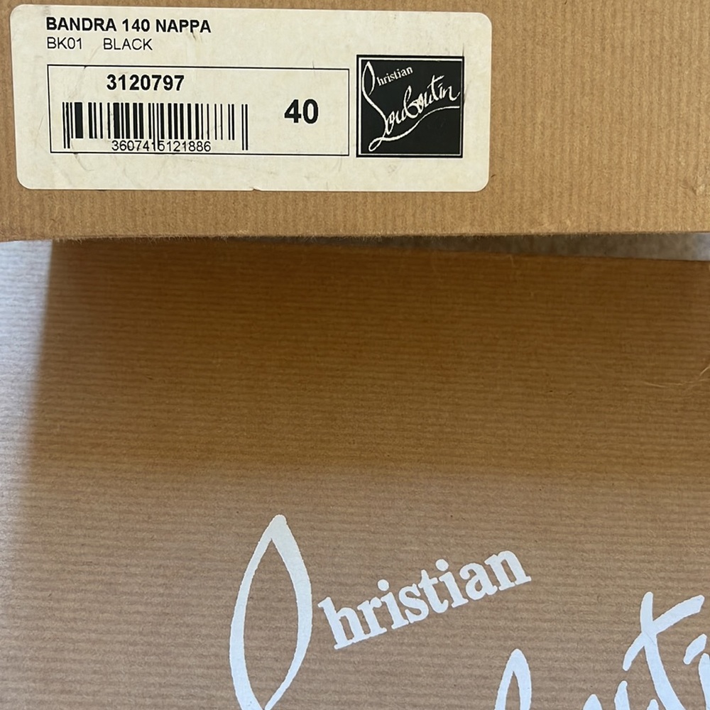 CHRISTIAN LOUBOUTIN Bandra 140 Napa Black Leather Peep Toe Pump Sz 40 - Picture 14 of 16